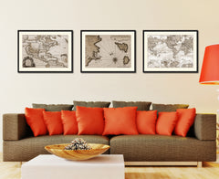 Sicily West Aegadian Islands Vintage Sepia Map Canvas Print, Picture Frame Gifts Home Decor Wall Art Decoration