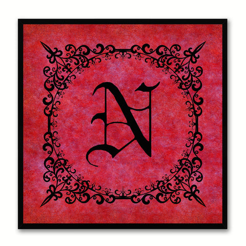 Alphabet N Red Canvas Print Black Frame Kids Bedroom Wall Décor Home Art