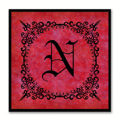 Alphabet N Red Canvas Print Black Frame Kids Bedroom Wall Décor Home Art