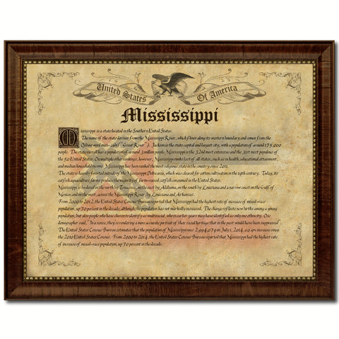 Mississippi Vintage History Flag Canvas Print, Picture Frame Gift Ideas Home Décor Wall Art Decoration