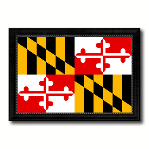 Maryland State Flag Canvas Print with Custom Black Picture Frame Home Decor Wall Art Decoration Gifts