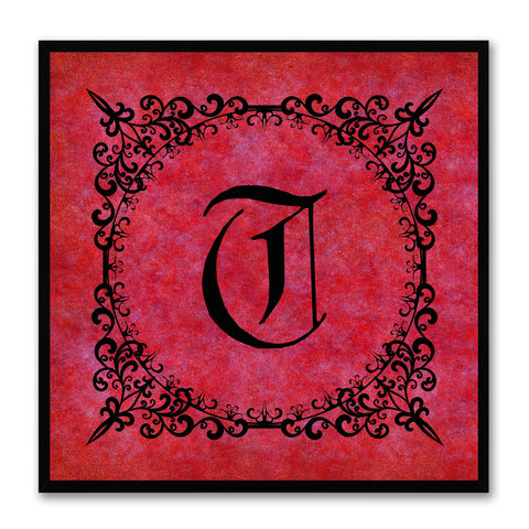 Alphabet T Red Canvas Print Black Frame Kids Bedroom Wall Décor Home Art