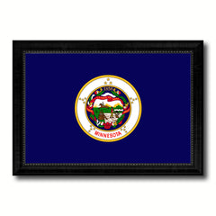 Minnesota State Flag Canvas Print with Custom Black Picture Frame Home Decor Wall Art Decoration Gifts