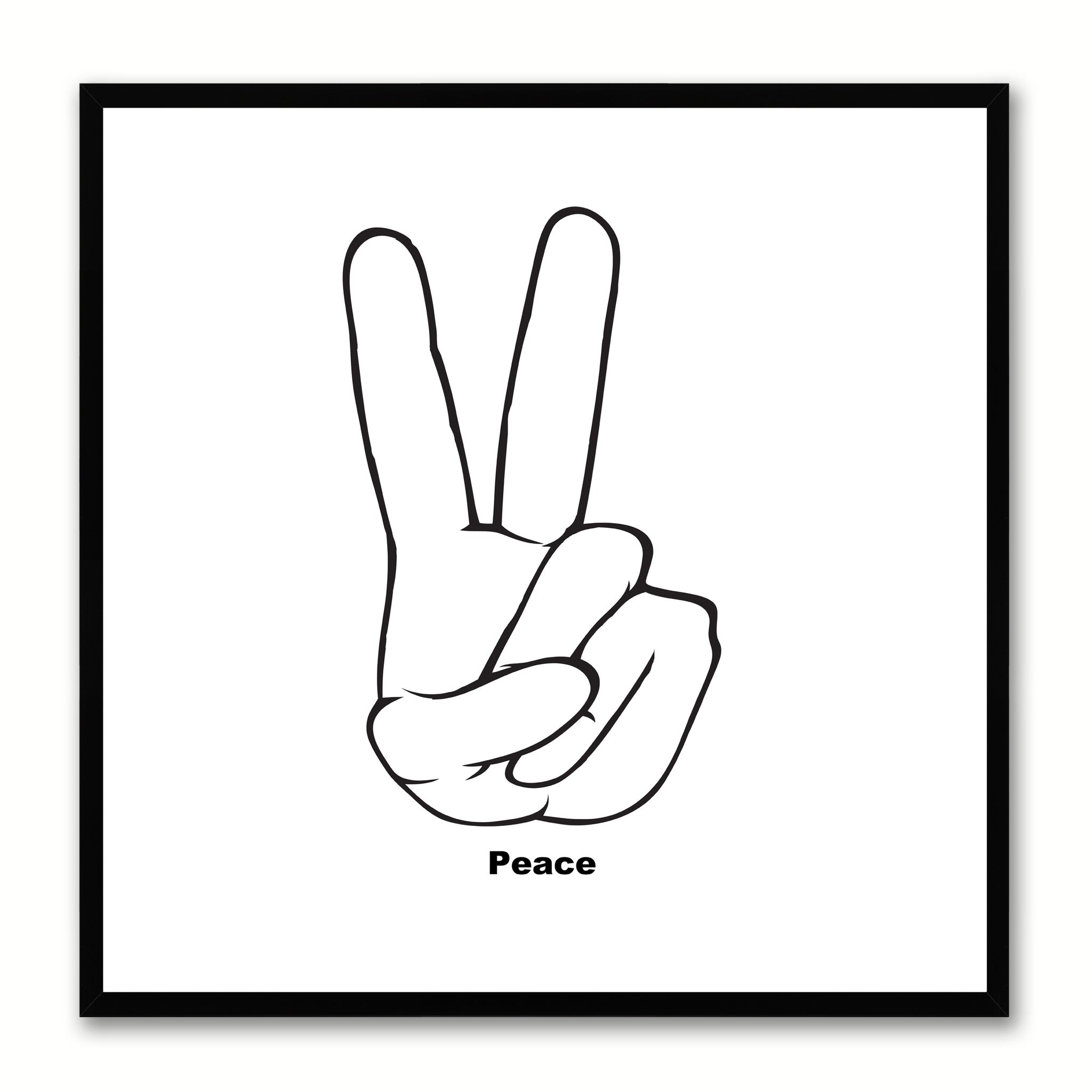 Peace Hand Social Media Icon Canvas Print Picture Frame Wall Art Home Decor