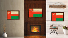 Oman Country Flag Vintage Canvas Print with Brown Picture Frame Home Decor Gifts Wall Art Decoration Artwork