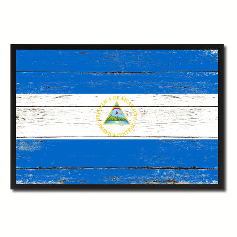 Nicaragua Country National Flag Vintage Canvas Print with Picture Frame Home Decor Wall Art Collection Gift Ideas