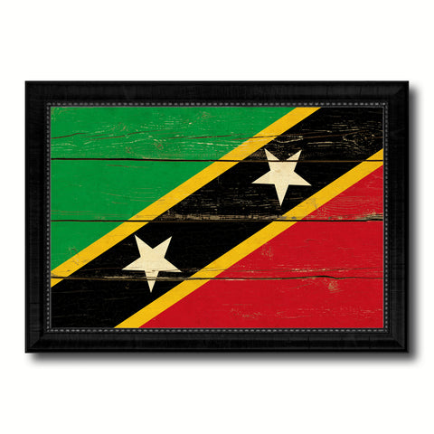 Saint Kitts and Nevis Country Flag Vintage Canvas Print with Black Picture Frame Home Decor Gifts Wall Art Decoration Artwork