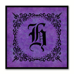 Alphabet H Purple Canvas Print Black Frame Kids Bedroom Wall Décor Home Art
