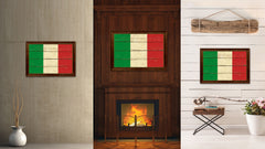 Italy Country Flag Vintage Canvas Print with Brown Picture Frame Home Decor Gifts Wall Art Decoration Artwork