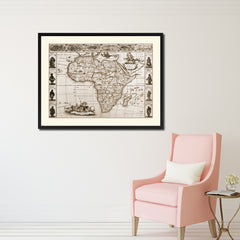 Africa Vintage Sepia Map Canvas Print, Picture Frame Gifts Home Decor Wall Art Decoration