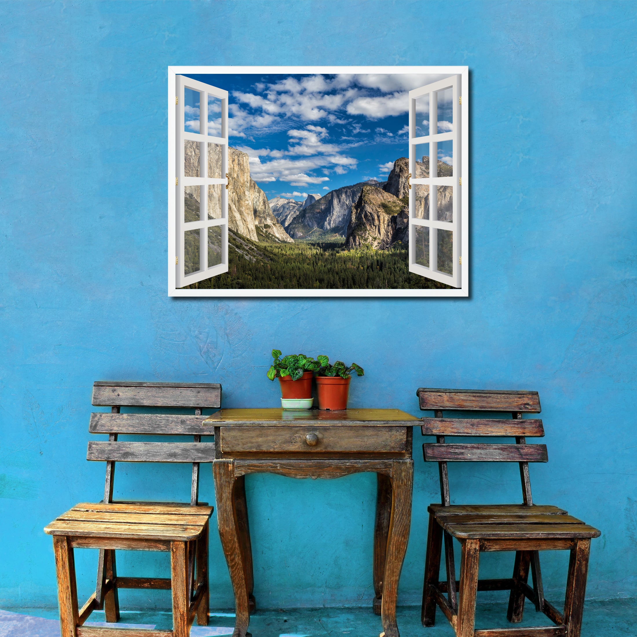 Tunnel View Yosemite National Park California Picture French Window Framed Canvas Print Home Decor Wall Art Collection