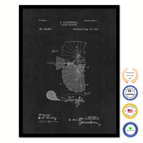 1895 Flying Machine Vintage Patent Artwork Black Framed Canvas Home Office Decor Great for Pilot Gift