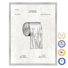 1891 Toilet Paper Roll Old Patent Art Print on Canvas Custom Framed Vintage Home Decor Wall Decoration Great for Gifts