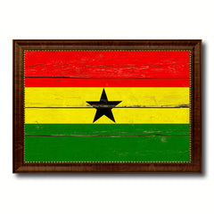 Ghana Country Flag Vintage Canvas Print with Brown Picture Frame Home Decor Gifts Wall Art Decoration Artwork