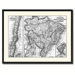 Afghanistan Persia Iraq Iran Vintage B&W Map Canvas Print, Picture Frame Home Decor Wall Art Gift Ideas