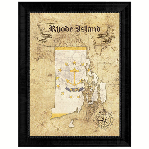 Rhode Island State Vintage Map Gifts Home Decor Wall Art Office Decoration