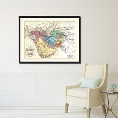 Persia Arabia Iraq Iran Vintage Antique Map Wall Art Home Decor Gift Ideas Canvas Print Custom Picture Frame