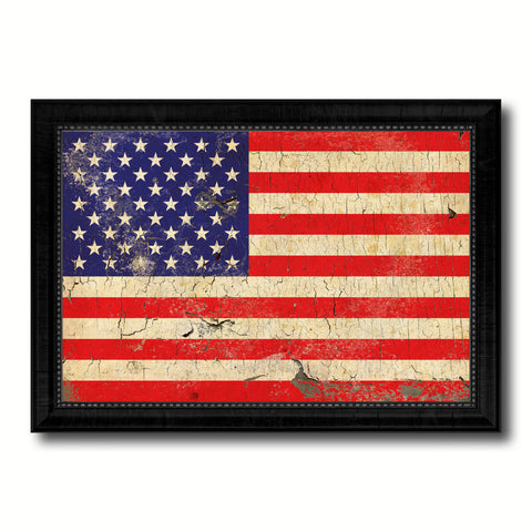 Stronger Together USA Flag Texture Canvas Print with Brown Picture Frame Home Decor Wall Art Gifts