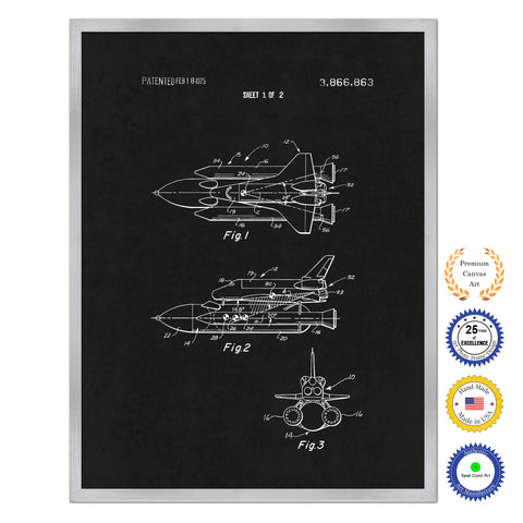 1975 Rocket Space Shuttle Old Patent Art Print on Canvas Custom Framed Vintage Home Decor Wall Decoration Great for Gifts