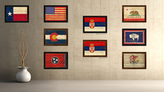 Serbia Country Flag Vintage Canvas Print with Brown Picture Frame Home Decor Gifts Wall Art Decoration Artwork
