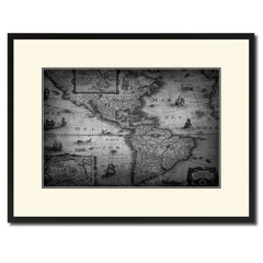 America Vintage B&W Map Canvas Print, Picture Frame Home Decor Wall Art Gift Ideas