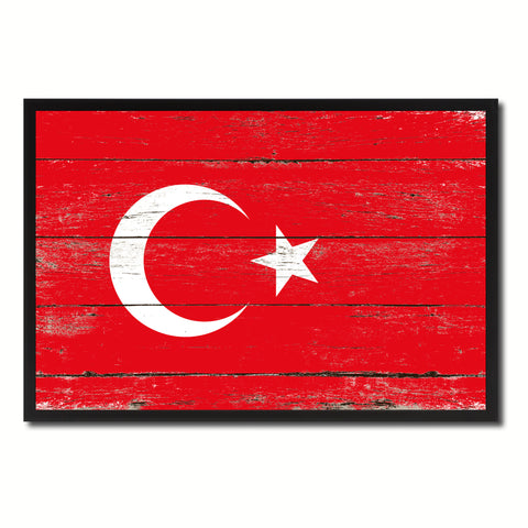 Turkey Country National Flag Vintage Canvas Print with Picture Frame Home Decor Wall Art Collection Gift Ideas