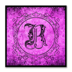 Alphabet R Purple Canvas Print Black Frame Kids Bedroom Wall Décor Home Art