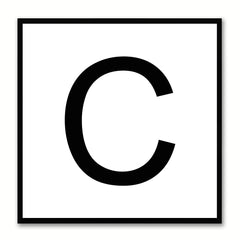 Alphabet C White Canvas Print Black Frame Kids Bedroom Wall Décor Home Art