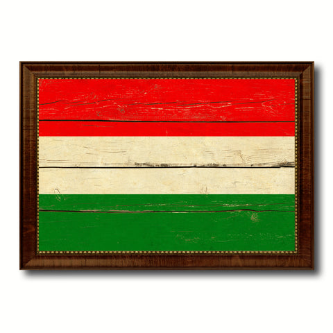 Hungary Country Flag Vintage Canvas Print with Brown Picture Frame Home Decor Gifts Wall Art Decoration Artwork