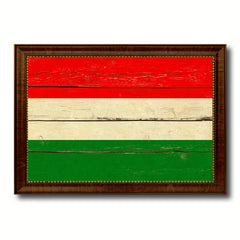 Hungary Country Flag Vintage Canvas Print with Brown Picture Frame Home Decor Gifts Wall Art Decoration Artwork