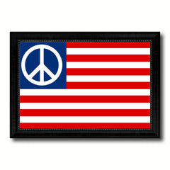 Peace Sign American Military Flag Canvas Print Black Picture Frame Gifts Home Decor Wall Art