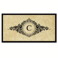 Alphabet Letter C Brown Canvas Print, Black Custom Frame