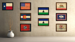 Lesotho Country Flag Vintage Canvas Print with Black Picture Frame Home Decor Gifts Wall Art Decoration Artwork