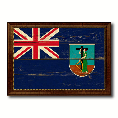 Montserrat Country Flag Vintage Canvas Print with Brown Picture Frame Home Decor Gifts Wall Art Decoration Artwork