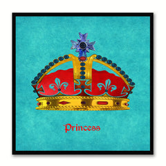 Princess Aqua Canvas Print Black Frame Kids Bedroom Wall Home Décor