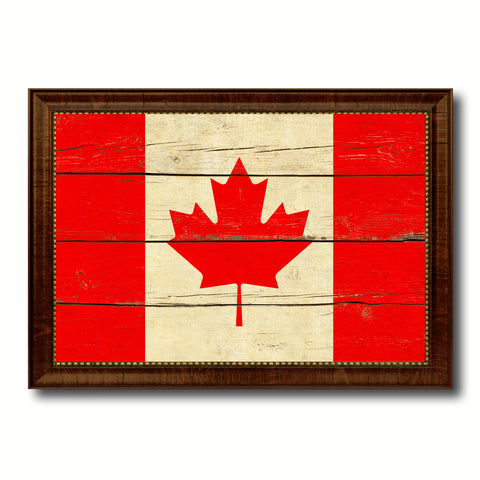 Canada Country Flag Vintage Canvas Print with Brown Picture Frame Home Decor Gifts Wall Art Decoration Artwork