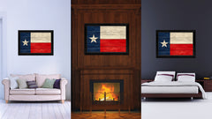 Texas State Flag Texture Canvas Print with Black Picture Frame Home Decor Man Cave Wall Art Collectible Decoration Artwork Gifts
