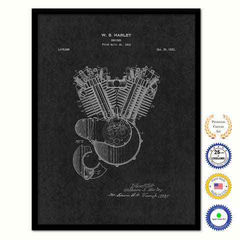 1923 Engine Old Patent Art Print on Canvas Custom Framed Vintage Home Decor Wall Decoration Great for Gifts