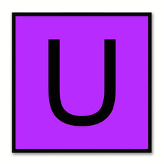 Alphabet U Purple Canvas Print Black Frame Kids Bedroom Wall Décor Home Art