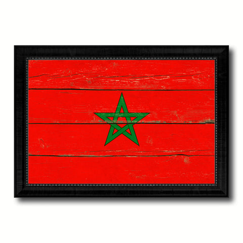 Morocco Country Flag Vintage Canvas Print with Black Picture Frame Home Decor Gifts Wall Art Decoration Artwork