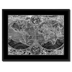 Macro Closeup Vintage Monochrome Map Canvas Print, Gifts Picture Frames Home Decor Wall Art