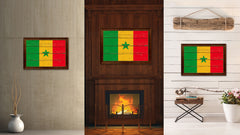 Senegal Country Flag Vintage Canvas Print with Brown Picture Frame Home Decor Gifts Wall Art Decoration Artwork