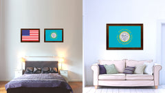 South Dakota State Flag Canvas Print with Custom Brown Picture Frame Home Decor Wall Art Decoration Gifts
