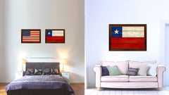 Chile Country Flag Texture Canvas Print with Brown Custom Picture Frame Home Decor Gift Ideas Wall Art Decoration
