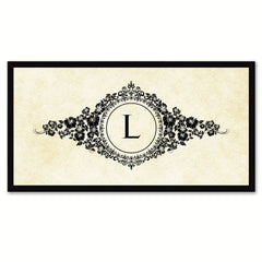 Alphabet Letter L White Canvas Print, Black Custom Frame