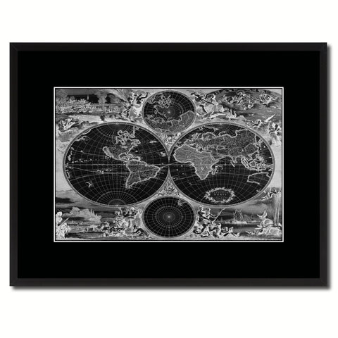 Frederick Ee Wit   Vintage Monochrome Map Canvas Print, Gifts Picture Frames Home Decor Wall Art