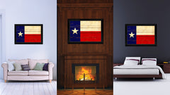 Texas State Vintage Flag Canvas Print with Black Picture Frame Home Decor Man Cave Wall Art Collectible Decoration Artwork Gifts