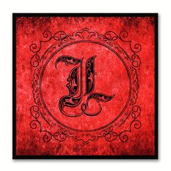 Alphabet L Red Canvas Print Black Frame Kids Bedroom Wall Décor Home Art