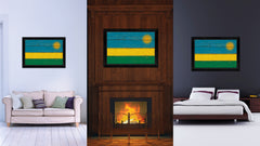 Rwanda Country Flag Vintage Canvas Print with Black Picture Frame Home Decor Gifts Wall Art Decoration Artwork