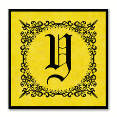 Alphabet Y Yellow Canvas Print Black Frame Kids Bedroom Wall Décor Home Art
